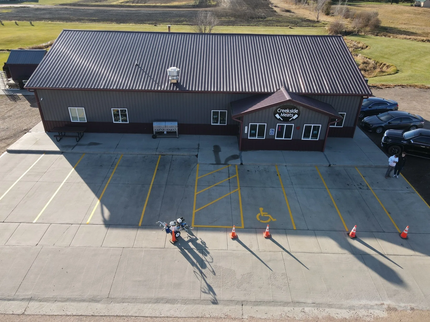 Crew on site, restaurant lot